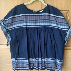 LINEN SWING LOOSE TOP WITH STRIPES